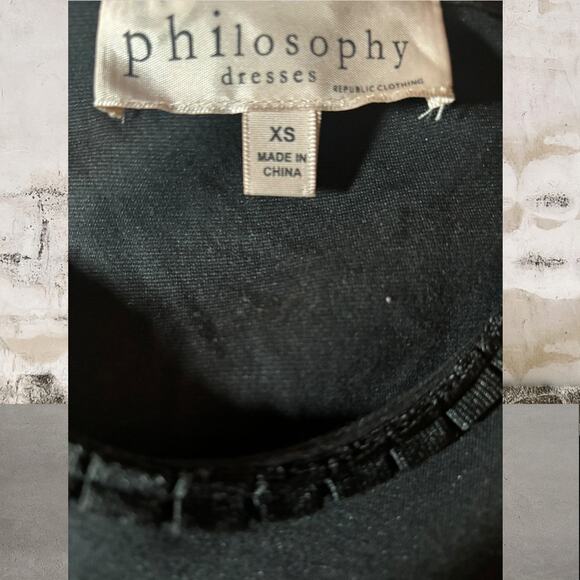 Philosophy Women's Fringe Detail Black Sheath Dress - Size XS - Picture 5 of 6